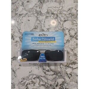 New Solar Shield Polarized Clipons 50 Rec 15 100% UVA/UVB Protection Scratch Res